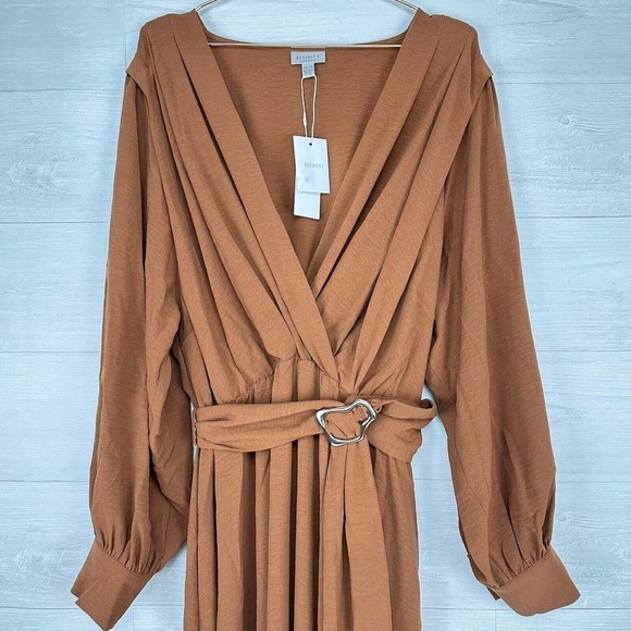 Refinity City Chic Ellie Maxi Dress Size XXL/24 Faux Wrap Brown Long Sleeve Fall - Picture 4 of 16